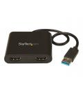 Adaptador usb 3.0 a 2x hdmi staretch 25cm - macho - hembra - negro
