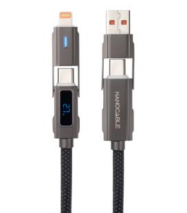 Cable usb 2.0 tipo-c nanocable 10.01.2501/ usb tipo-c macho + usb macho - usb tipo-c macho + lightning macho/ hasta 27w/