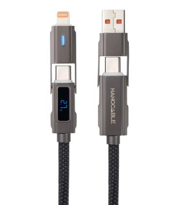 Cable usb 2.0 tipo-c nanocable 10.01.2501/ usb tipo-c macho + usb macho - usb tipo-c macho + lightning macho/ hasta 27w/