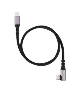 Cable usb 3.2 tipo-c acodado nanocable 10.01.4700/ usb tipo-c macho - usb tipo-c macho/ hasta 100w/ 10gbps/ 50cm/ negro