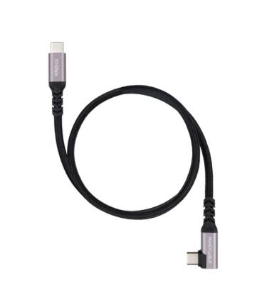 Cable usb 3.2 tipo-c acodado nanocable 10.01.4703/ usb tipo-c macho - usb tipo-c macho/ hasta 100w/ 10gbps/ 3m/ negro
