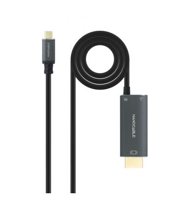 Cable conversor nanocable 10.15.5182/ usb tipo-c macho - hdmi 8k macho/ usb tipo-c hembra/ hasta 100w/ 1.8m/ negro