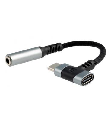Cable conversor audio nanocable 10.24.1207/ usb tipo-c macho - jack 3.5/ usb tipo-c hembra/ 10cm/ negro