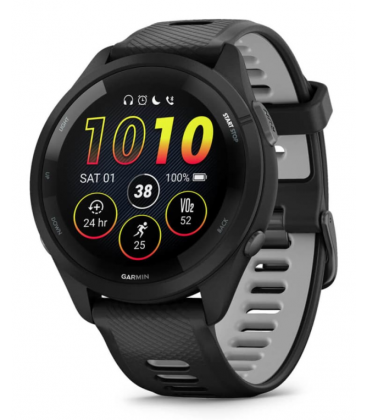 Garmin Forerunner 265 46mm Bisel y carcasa en negro con correa de silicona en negro/gris
