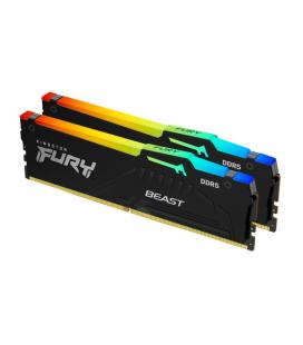 Memoria ram ddr5 32gb 2x16gb kingston - 6400mt - s - fury beast rgb - cl32 - negro