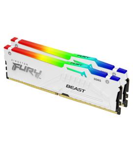 Memoria ram ddr4 64gb 2x32gb kingston - 6400mt - s - fury beast rgb - cl32 - blanco
