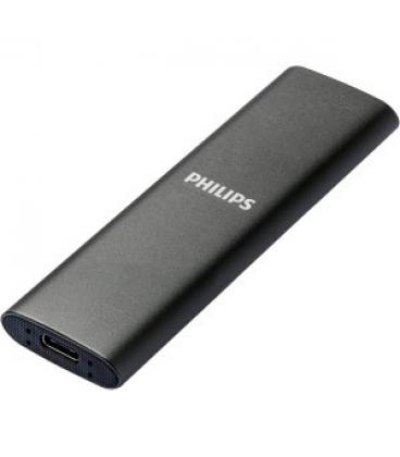 Disco duro externo ssd philips ultra slim 500gb m.2 usb tipo c gris