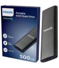 Disco duro externo ssd philips ultra slim 500gb m.2 usb tipo c gris