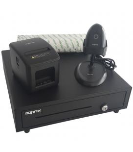 Pack approx apppospack4180lan cajón portamonedas/ impresora térmica/ lector de códigos y rollos térmicos