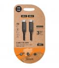 Cable usb 2.0 tipo-c tech one tech tec2206/ usb tipo-c macho - usb tipo-c macho/ hasta 60w/ 480mbps/ 1m/ negro