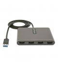 Adaptador usb 3.0 a 4x hdmi startech 1m - macho - hembra - gris