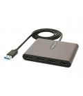 Adaptador usb 3.0 a 4x hdmi startech 1m - macho - hembra - gris