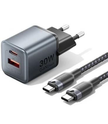 Cargador de pared gan vention tz-fewh0-eu/ 1xusb tipo-c/ 1xusb/ 30w