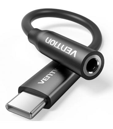 Adaptador audio vention biiba/ jack 3.5 hembra - usb tipo-c macho/ 10cm/ negro