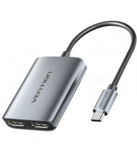 Cable conversor vention aczhb/ usb tipo-c macho - 2x hdmi macho/ gris