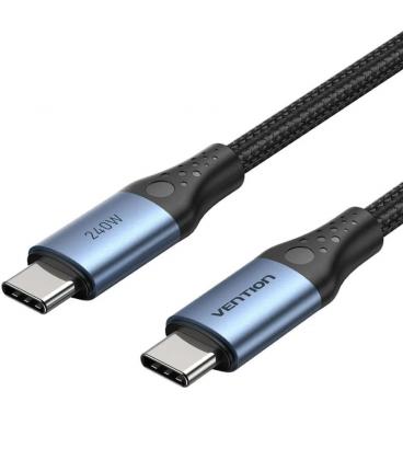 Cable usb 2.0 tipo-c 5a vention trebd/ usb tipo-c macho - usb tipo-c macho/ hasta 240w/ 480mbps/ 50cm/ azul y negro