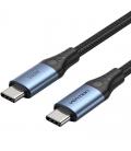 Cable usb 2.0 tipo-c 5a vention trebd/ usb tipo-c macho - usb tipo-c macho/ hasta 240w/ 480mbps/ 50cm/ azul y negro