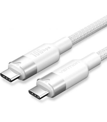 Cable usb 3.2 tipo-c 5a vention trgwf/ usb tipo-c macho - usb tipo-c macho/ hasta 100w/ 10gbps/ 1m/ blanco
