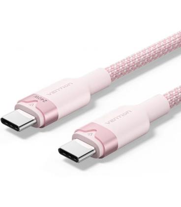 Cable usb 2.0 tipo-c 5a vention triph/ usb tipo-c macho - usb tipo-c macho/ hasta 240w/ 480mbps/ 2m/ rosa