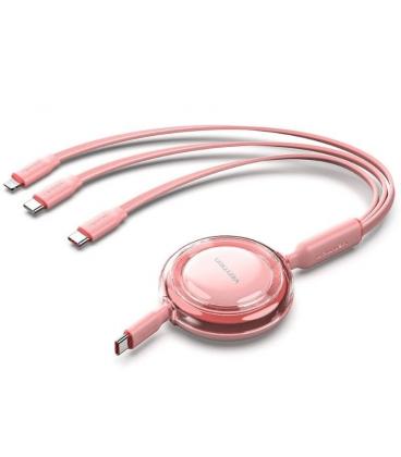 Cable usb tipo-c 2.0 5a vention trjpbe/ usb tipo-c macho - 3x usb tipo-c macho/ hasta 100w/ 480mbps/ 1.1m/ rosa
