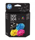 Cartucho de tinta original hp nº302 + nº304 multipack/ tricolor/ negro