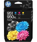 Cartucho de tinta original hp nº950xl + nº951 multipack/ cian/ magenta/ amarillo/ negro