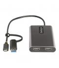 Adaptador usb tipo c - usb tipo a a 2x hdmi startech 0.3m - macho - hembra - gris