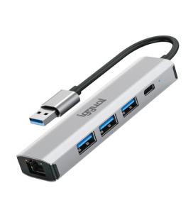 iggual Hub USB-A 5 puertos 3xUSB + RJ45 + tipo C