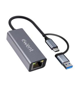 Ewent EW9819 hub de interfaz USB 3.2 Gen 1 (3.1 Gen 1) Type-A + Type-C 1000 Mbit/s Gris