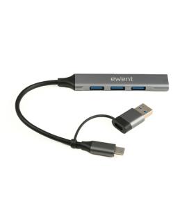 Ewent EW1154 hub de interfaz USB 3.2 Gen 1 (3.1 Gen 1) Type-A + Type-C Gris