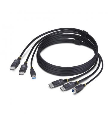 Cable 2x displayport - usb tipo a a 2x displayport - usb tipo b startech 1.8m - macho - macho - negro