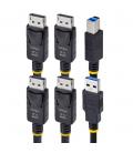 Cable 2x displayport - usb tipo a a 2x displayport - usb tipo b startech 1.8m - macho - macho - negro