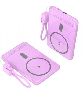 Powerbank 5000mah leotec lepoww20w5p/ 20w/ wireless/ púrpura/ incluye cable usb tipo-c