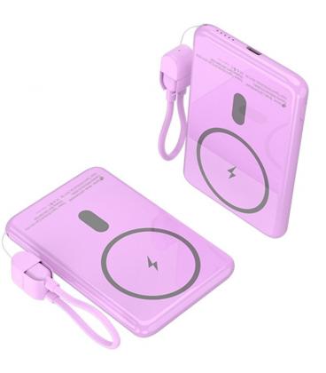 Powerbank 5000mah leotec lepoww20w5p/ 20w/ wireless/ púrpura/ incluye cable usb tipo-c