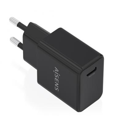 Cargador de pared gan aisens a110-1024/ 1xusb tipo-c/ 20w/ negro