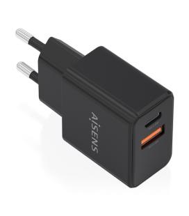 Cargador de pared gan aisens a110-1026/ 1xusb tipo-c/ 1xusb/ 20w/ negro