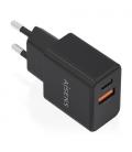 Cargador de pared gan aisens a110-1026/ 1xusb tipo-c/ 1xusb/ 20w/ negro