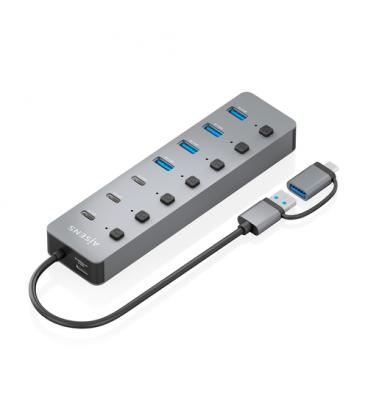 Hub usb tipo-c + usb 3.1 aisens asuc-8p043-gr/ 4xusb/ 3xusb tipo-c/ 1xusb tipo-c pd/ gris