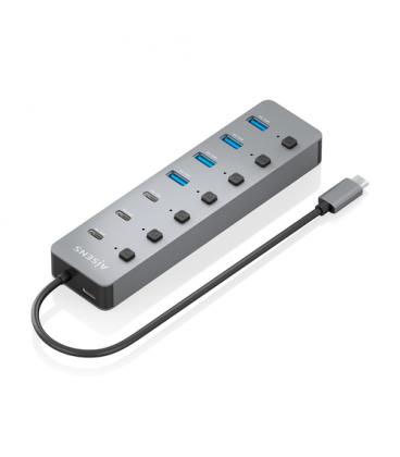 Hub usb tipo-c 3.2 aisens asuc-8p044-gr/ 4xusb/ 3xusb tipo-c/ 1xusb tipo-c pd/ gris