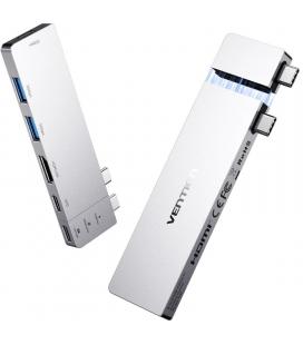 Docking usb tipo-c vention tpshb/ 1xhdmi 4k/ 2xusb/ 2xusb tipo-c/ 1xthunderbolt/ 1xusb tipo-c pd/ gris