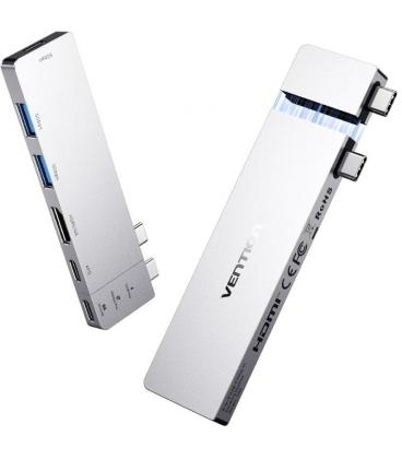Docking usb tipo-c vention tpshb/ 1xhdmi 4k/ 2xusb/ 2xusb tipo-c/ 1xthunderbolt/ 1xusb tipo-c pd/ gris