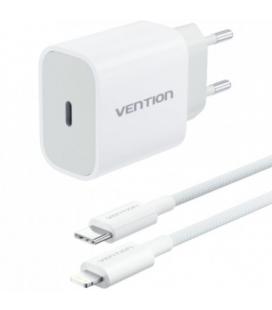 Cargador de pared vention g17w0-eu/ 1xusb tipo-c + cable lightning/ 20w