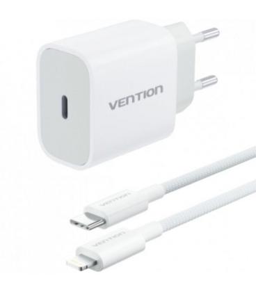 Cargador de pared vention g17w0-eu/ 1xusb tipo-c + cable lightning/ 20w