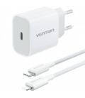 Cargador de pared vention g17w0-eu/ 1xusb tipo-c + cable lightning/ 20w