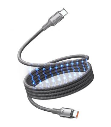 Cable magnético usb 2.0 tipo-c 5a vention tsajg/ usb tipo-c macho - usb tipo-c macho/ hasta 240w/ 480mbps/ 1.5m/ titanio