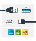 Cable usb tipo c a usb tipo a startech 1m - macho - macho - negro