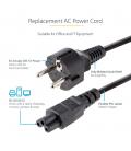 Cable schuko a c5 startech 2m - macho - hembra - negro