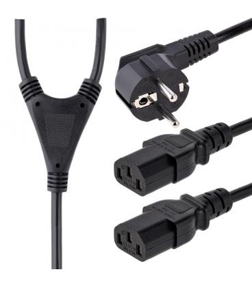 Cable schuko a 2x c13 startech 2m - macho - hembra - negro