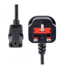 Cable bs1363 a c13 startech 3m - macho - hembra - negro