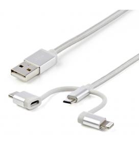 Cable usb tipo a a micro usb - usb tipo c - lightning startech 1m - macho - macho - plata trenzado